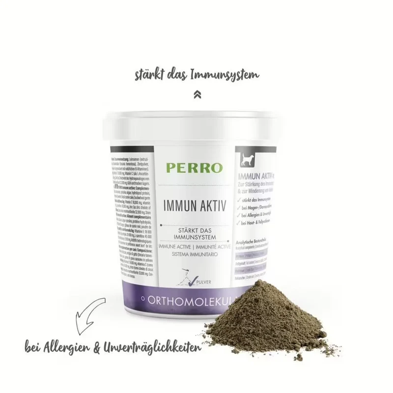 Perro Immun Aktiv – Immunsystem-Booster für Hunde bei Allergien, Futtermittelunverträglichkeiten & Verdauungsproblemen