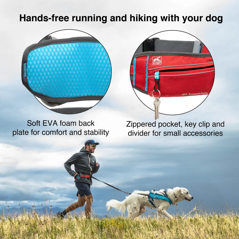 Kurgo On-Trail Running Belt – Freihändiger Laufgürtel mit Reflektoren für sicheres Joggen mit Hund, verstellbar & wasserabweisend