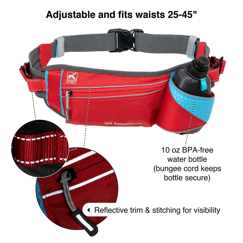 Kurgo On-Trail Running Belt – Freihändiger Laufgürtel mit Reflektoren für sicheres Joggen mit Hund, verstellbar & wasserabweisend