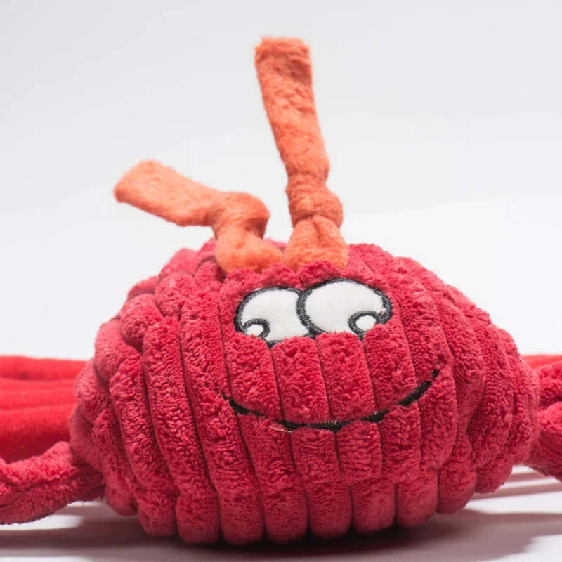 HuggleHounds McCracken Lobsta Knottie für aktive Hunde – Robustes Hundespielzeug mit Quietscher