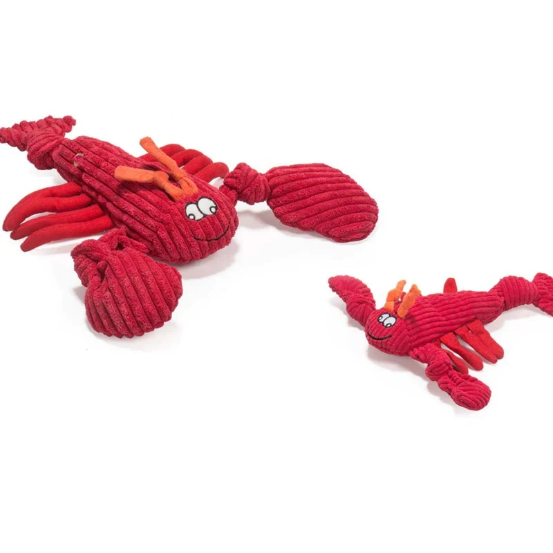 HuggleHounds McCracken Lobsta Knottie für aktive Hunde – Robustes Hundespielzeug mit Quietscher