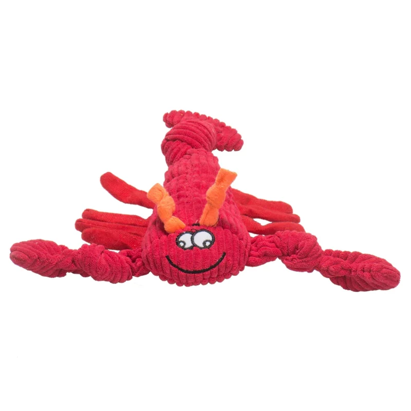 HuggleHounds McCracken Lobsta Knottie für aktive Hunde – Robustes Hundespielzeug mit Quietscher