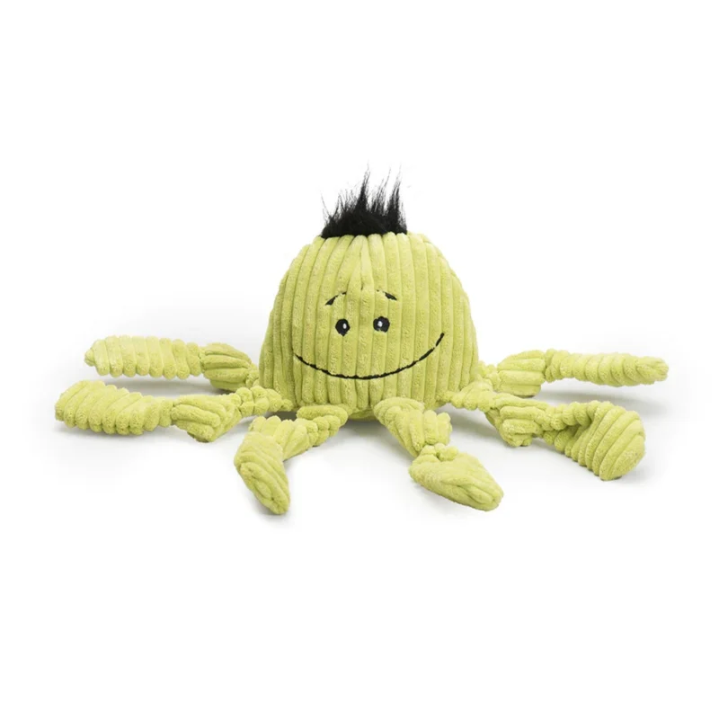 HuggleHounds Octavie Octopus Knottie – Robustes Hundespielzeug mit Quietscher für Apportier- & Zerrspiele