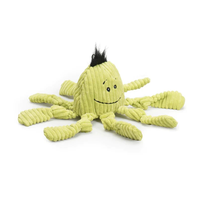 HuggleHounds Octavie Octopus Knottie – Robustes Hundespielzeug mit Quietscher für Apportier- & Zerrspiele