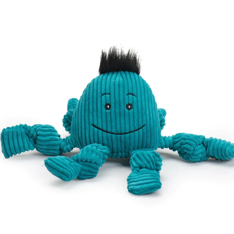 HuggleHounds Octavie Octopus Knottie – Robustes Hundespielzeug mit Quietscher für Apportier- & Zerrspiele