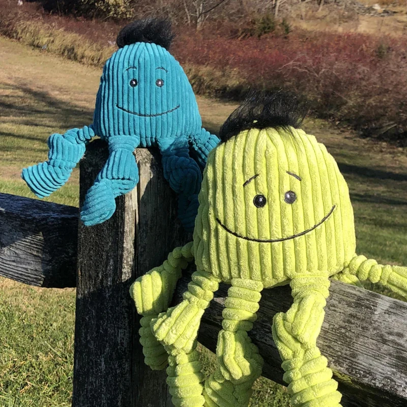 HuggleHounds Octavie Octopus Knottie – Robustes Hundespielzeug mit Quietscher für Apportier- & Zerrspiele