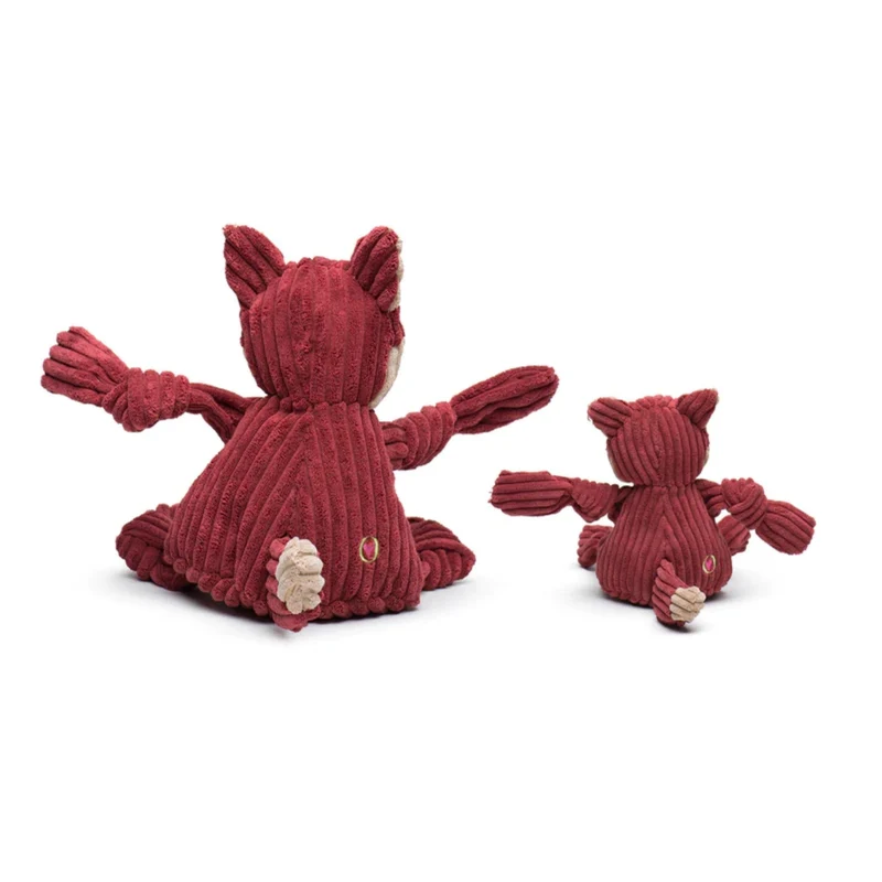 HuggleHounds Sly Fox Knottie – Robustes Plüsch-Hundespielzeug mit Quietscher für Zerrspiele, Apportieren & Zahnpflege