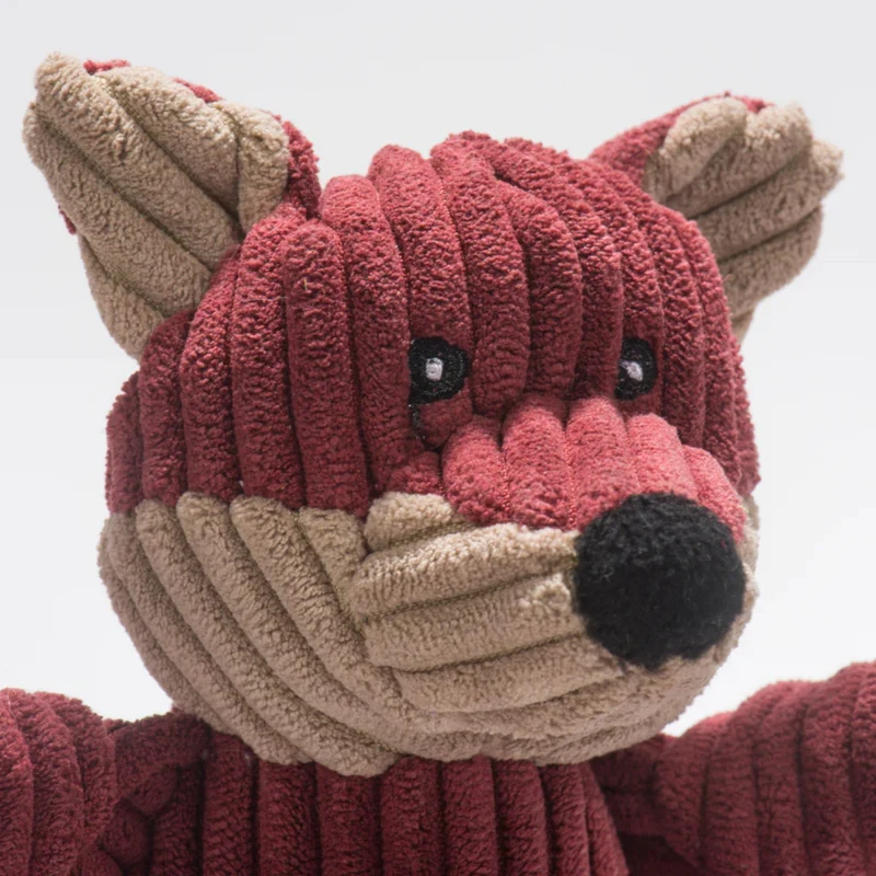 HuggleHounds Sly Fox Knottie – Robustes Plüsch-Hundespielzeug mit Quietscher für Zerrspiele, Apportieren & Zahnpflege