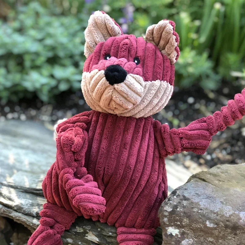 HuggleHounds Sly Fox Knottie – Robustes Plüsch-Hundespielzeug mit Quietscher für Zerrspiele, Apportieren & Zahnpflege