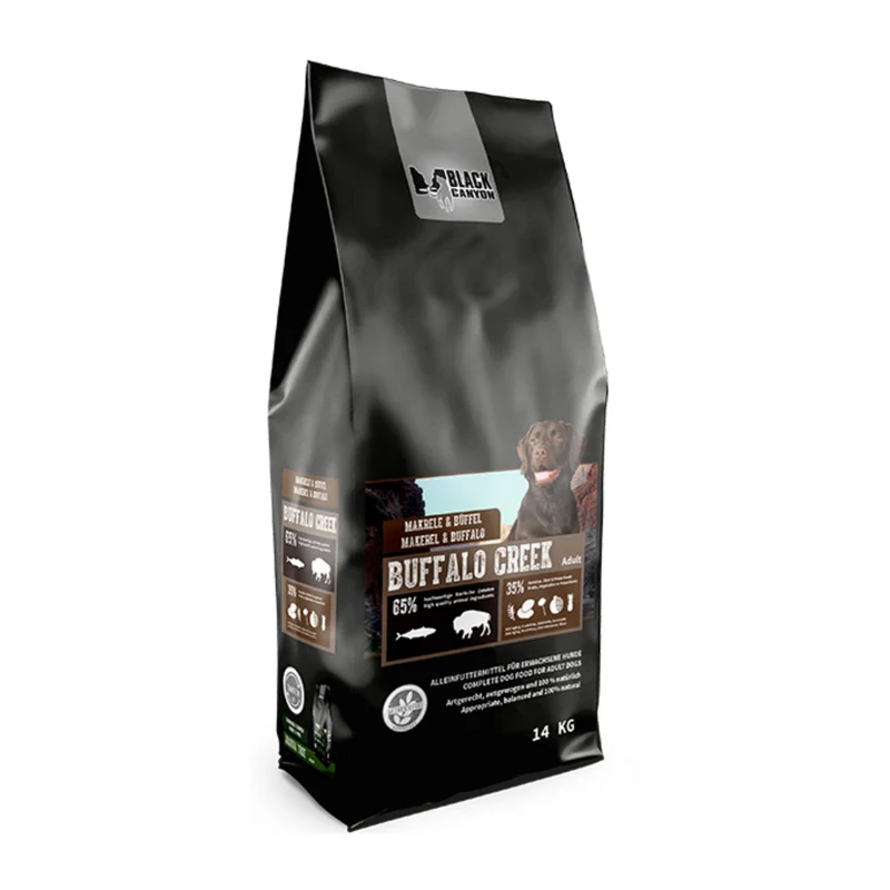 Black Canyon Buffalo Creek Hundefutter – Makrele & Büffel, getreidefreies Premium-Trockenfutter für aktive Hunde