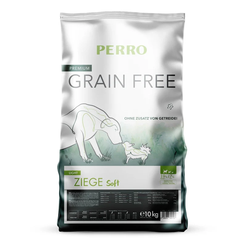 Perro Grain Free Adult Light Ziege Soft – Getreidefreies Diät-Trockenfutter für übergewichtige & ernährungssensible Hunde mit Ziegenfleisch
