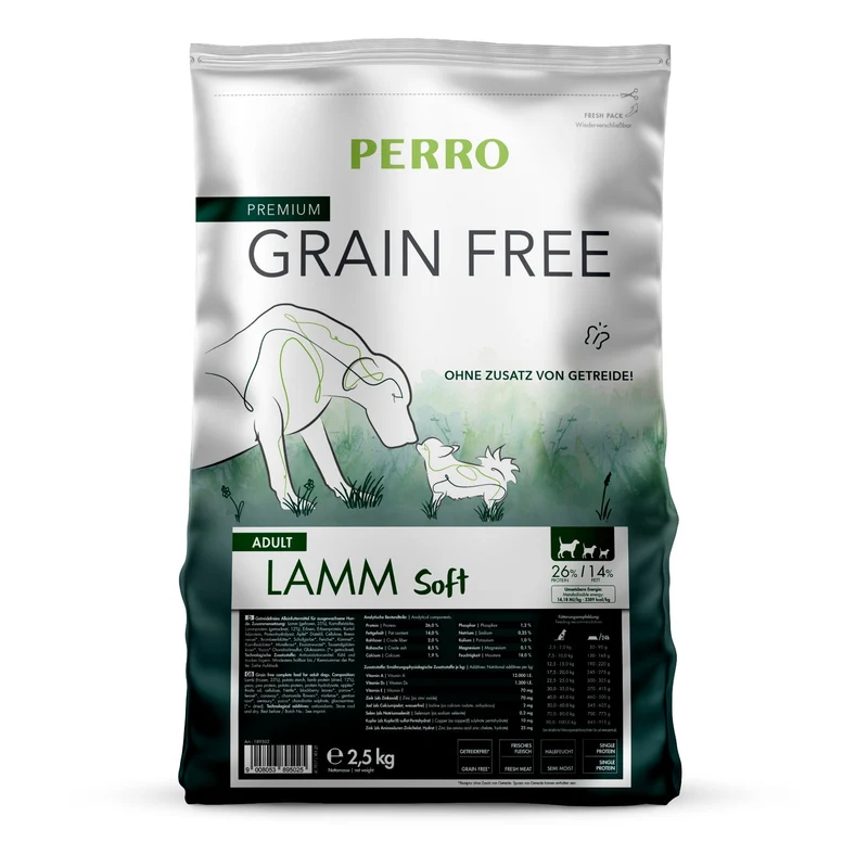 Perro Grain Free Adult Lamm Soft – Getreidefreies Hunde-Trockenfutter für empfindliche Mägen & Allergiker