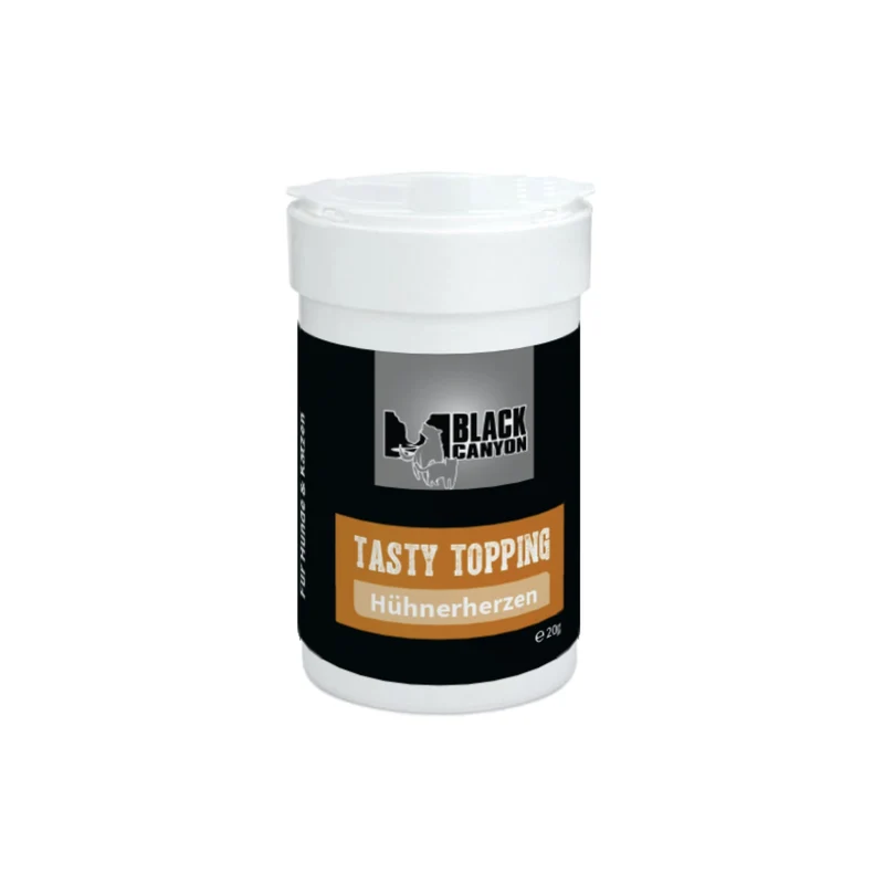 Black Canyon Tasty Topping Hühnerherzen - Gefriergetrocknet & Gemahlen für Mäkelige Hunde | 100% Natürliches Premium Hundefutter-Topping