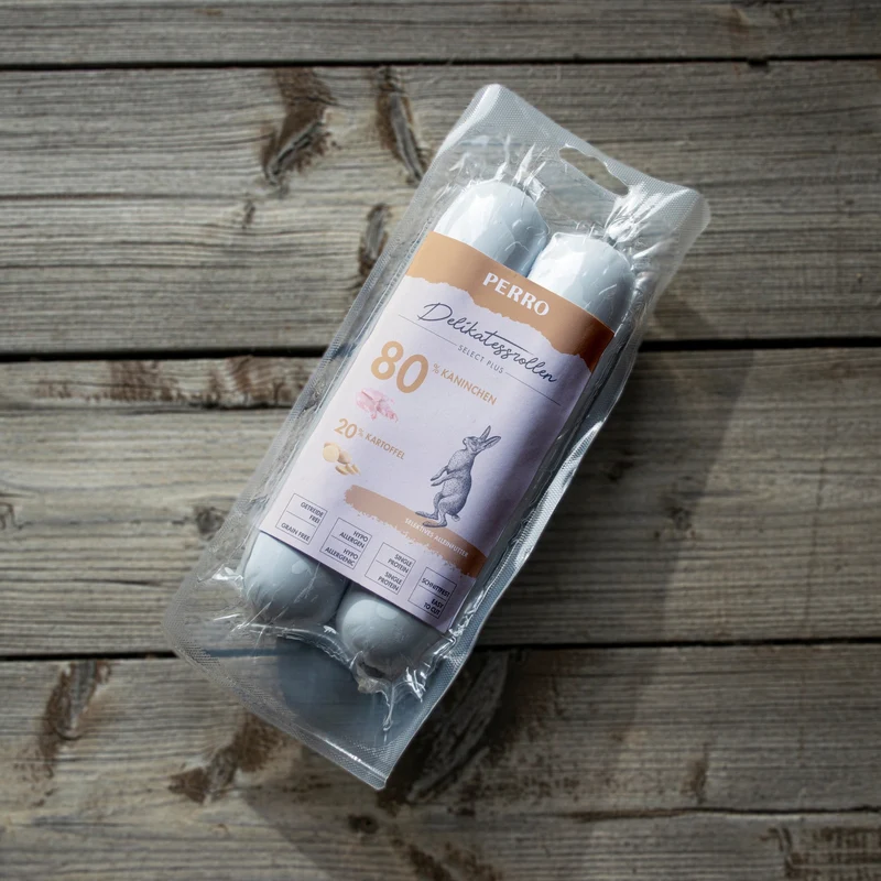 Perro Delikatessrolle No.1 Kaninchen & Kartoffel – Premium Hundewurst mit 80% Frischfleisch, getreidefrei & hypoallergen für sensible Hunde