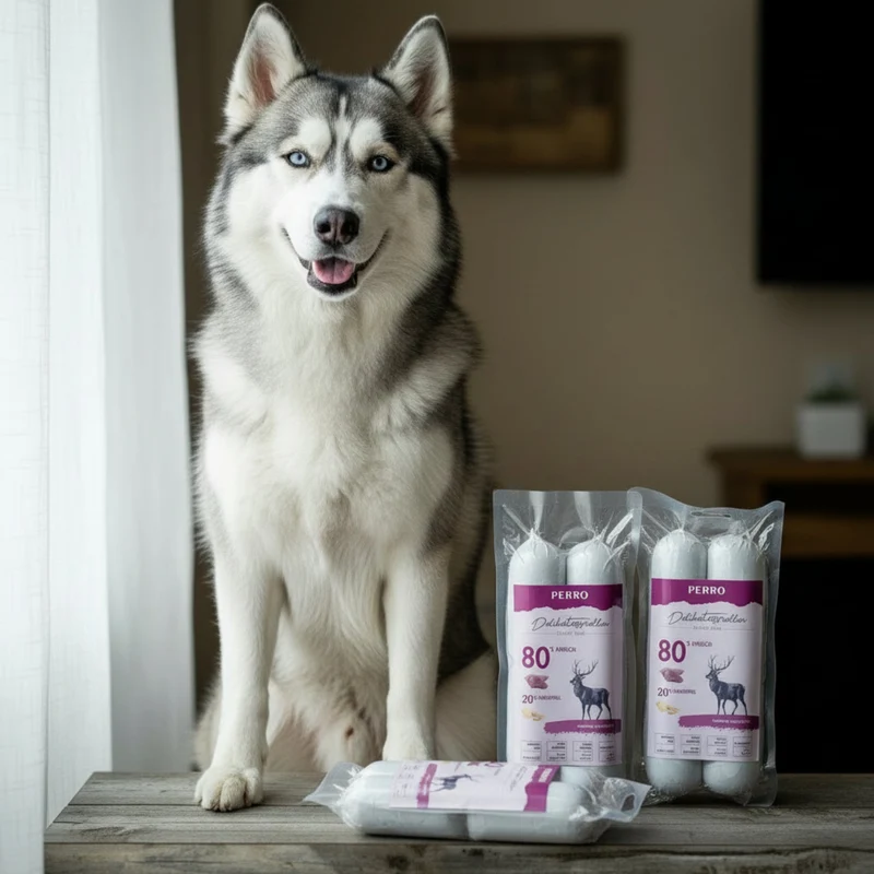 Perro Delikatessrolle Hirsch & Kartoffel - Getreidefreie Hundewurst für sensible Hunde