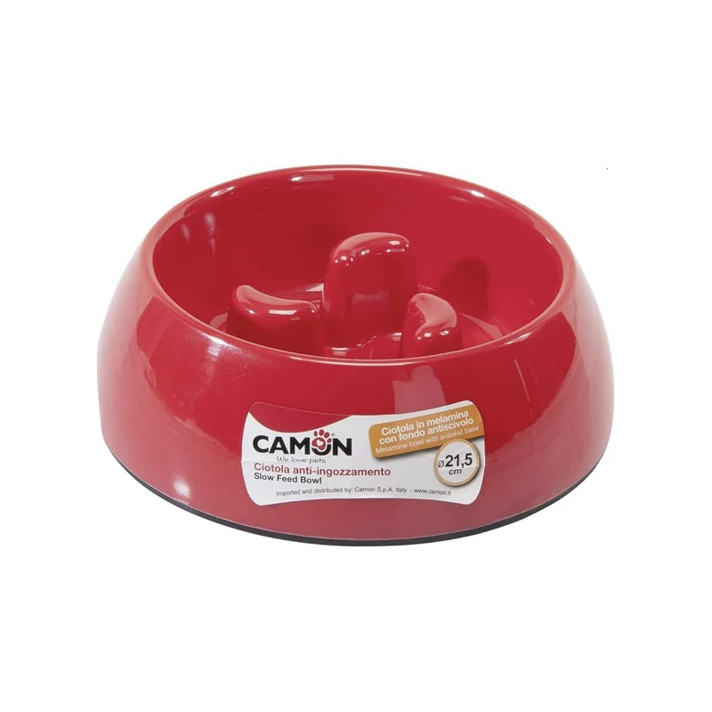 Camon Slow Feed Bowl – Anti-Schling Hundenapf für gesunde Verdauung | Rutschfest & Spülmaschinenfest | Melamin Fressnapf gegen hastiges Fressen