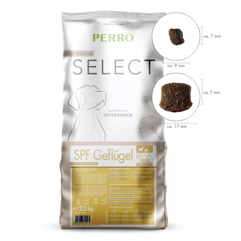 Perro Select SPF Geflügel für kleine Rassen – Halbfeuchtes Premium Trockenfutter für sensible & wählerische Hunde, glutenfrei & hypoallergen