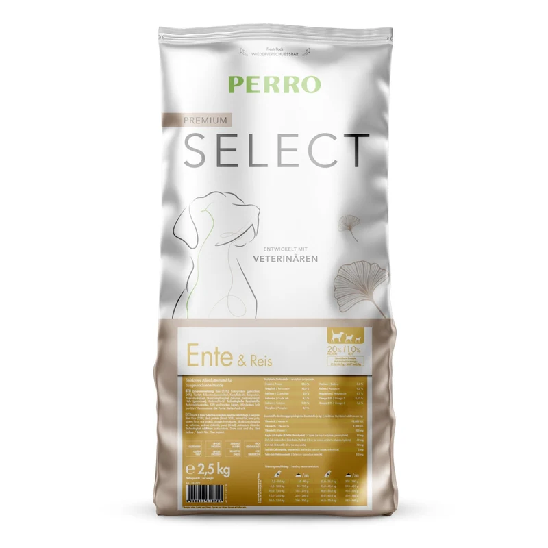 Perro Select Ente & Reis – Premium Trockenfutter für sensible Hunde, hypoallergen & leicht verdaulich