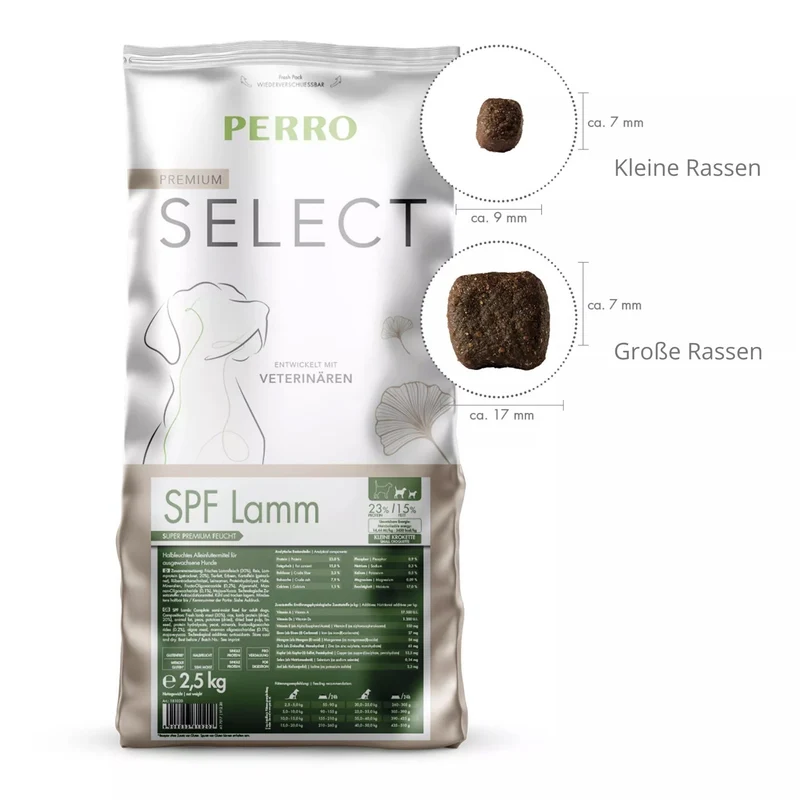 Perro Select SPF Lamm – Hypoallergenes Trockenfutter für kleine Rassen | Glutenfrei & Magenschonend | Single Protein Formel