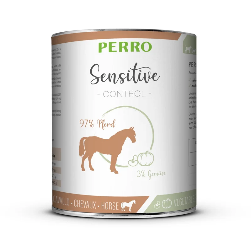 Perro Sensitive Control Pferd & Gemüse – Hypoallergenes Premium Nassfutter für Hunde mit Futtermittelallergien, Getreidefrei & Glutenfrei