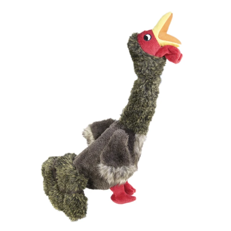 KONG Shakers Honkers Turkey – Interaktives Plüsch-Hundespielzeug mit Quietscher & extra langem Hals zum Schütteln und Zerren
