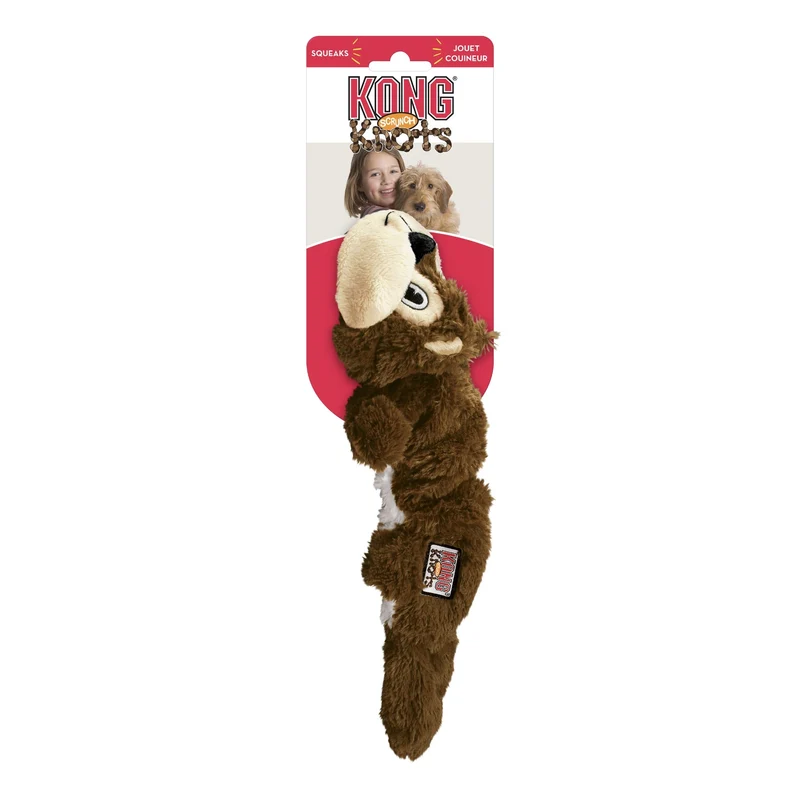KONG Scrunch Knots Eichhörnchen – Robustes Hundespielzeug mit verstärkten Knoten für intensive Zerrspiele & langanhaltenden Kauspaß
