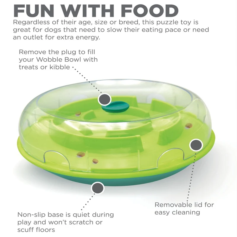 Nina Ottosson Wobble Bowl – Anti-Schling-Napf & Intelligenzspielzeug für Hunde – Fördert langsames Fressen & mentale Auslastung – Level 1