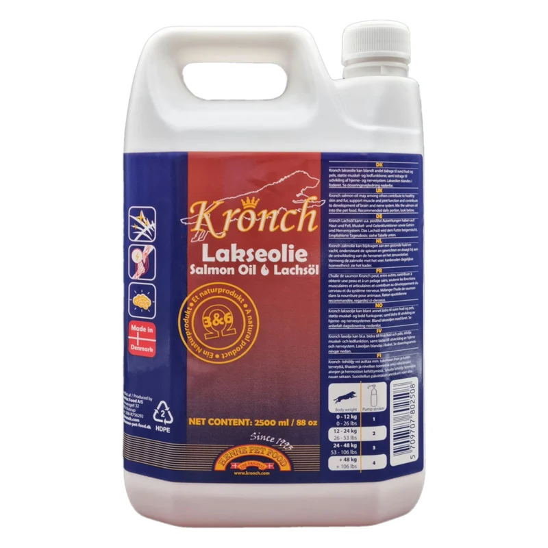 Henne Pet Food Kronch Premium Lachsöl für Hunde – 100% rein & kaltgepresst für glänzendes Fell, gesunde Haut & starke Gelenke