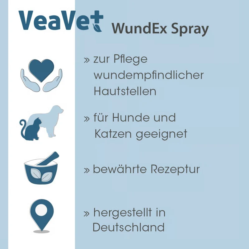 cdVet VeaVet WundEx Spray – Natürliche Wundpflege für Hunde & Katzen bei empfindlicher, gereizter Haut