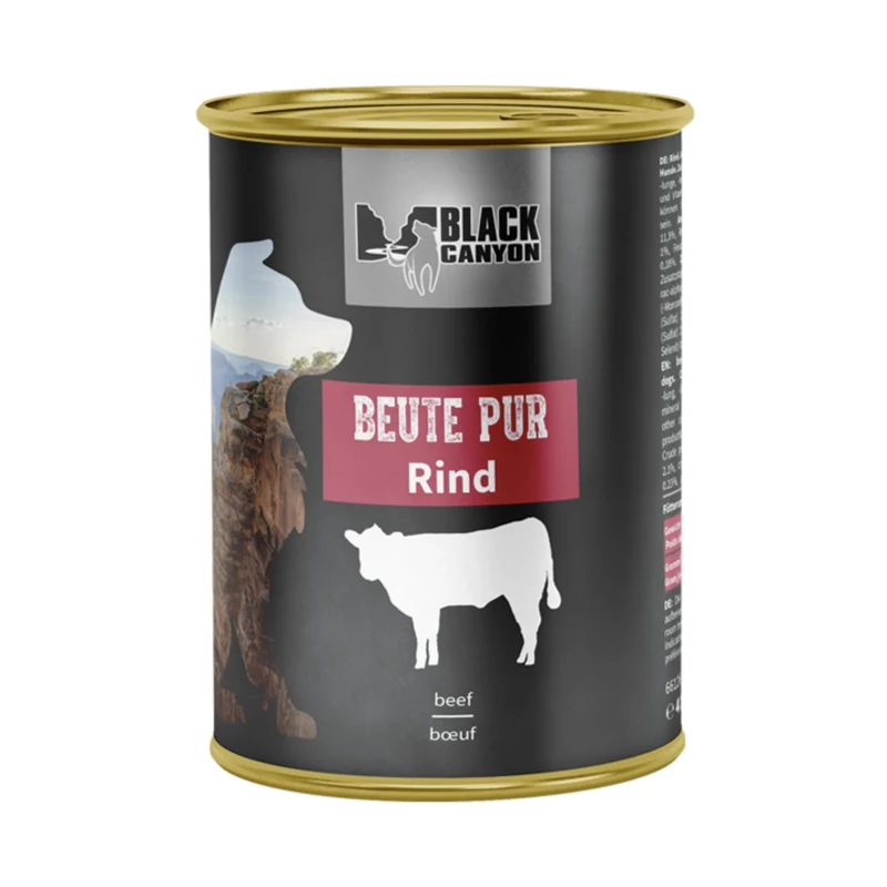 Black Canyon Beute Pur Rind – Artgerechtes Premium-Nassfutter für sensible Hunde, 100% Rind, getreidefrei & hochverdaulich, natürliche Monoprotein-Rezeptur