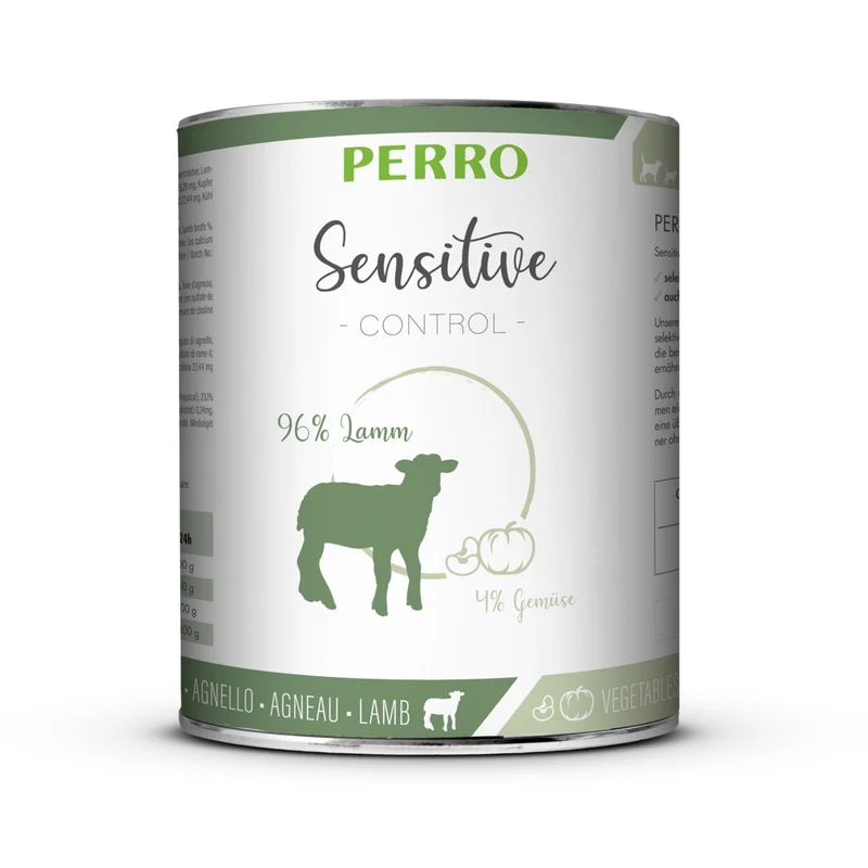 Perro Sensitive Control Lamm & Gemüse – Getreidefreies Hunde Nassfutter für Ausschlussdiäten bei Futtermittelunverträglichkeit