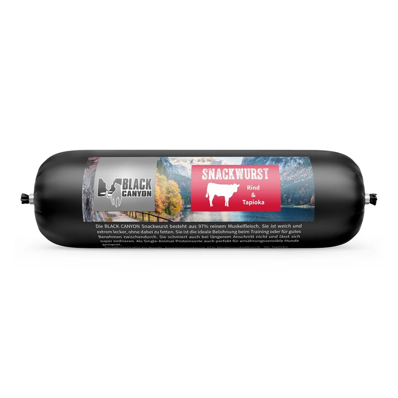 Black Canyon Snackwurst Rind – Premium Hundewurst mit 97% Muskelfleisch, Schnittfest & Nicht Fettend, Getreidefrei, Made in Germany