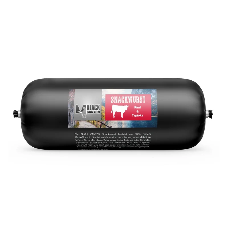 Black Canyon Snackwurst Rind – Premium Hundewurst mit 97% Muskelfleisch, Schnittfest & Nicht Fettend, Getreidefrei, Made in Germany