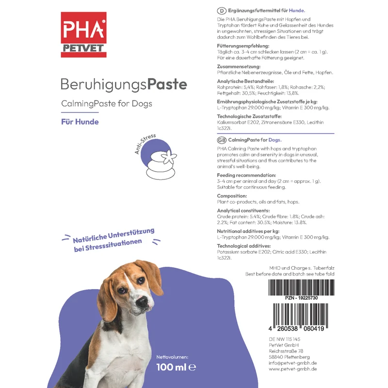 PHA BeruhigungsPaste für Hunde - 100 ml - 5 Stück