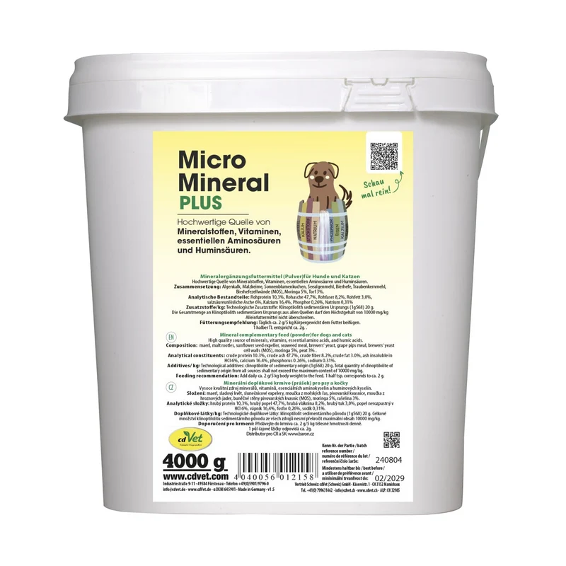 cdVet MicroMineral plus – Premium Mineralstoff-Komplex mit Bio-Moringa für Hunde & Katzen – Unterstützt Vitalität, Muskelaufbau & Zellschutz