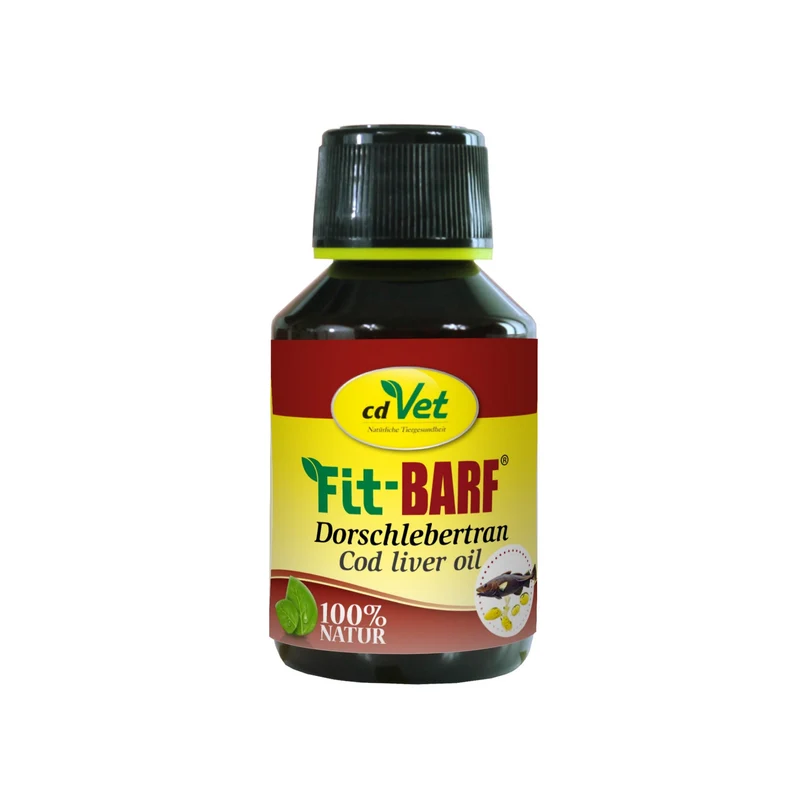 cdVet Fit-BARF Dorschlebertran – Premium Omega-3 für gesunde Haut, glänzendes Fell & starke Knochen bei Hund & Katze