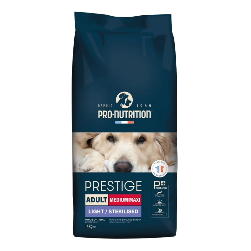 Pro-Nutrition Flatazor Prestige Adult Medium-Maxi Light & Sterilised – Kalorienreduziertes Premium-Trockenfutter für übergewichtige und kastrierte Hunde zur Gewichtskontrolle