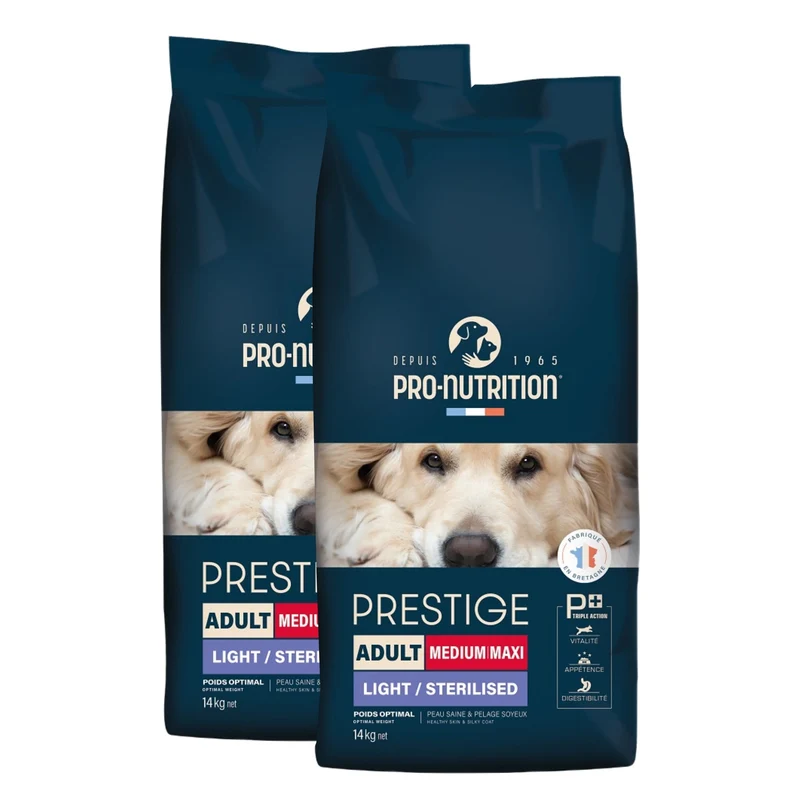 Pro-Nutrition Flatazor Prestige Adult Medium-Maxi Light & Sterilised – Kalorienreduziertes Premium-Trockenfutter für übergewichtige und kastrierte Hunde zur Gewichtskontrolle