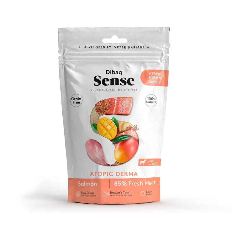 Dibaq Sense Snack Perros Piel Atópica Salmón, 8 x 100 gr