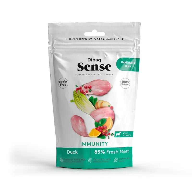 Dibaq Sense Snack Perros Inmunitario Pato, 8 x 100 gr