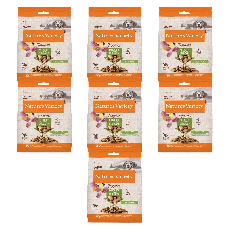 Nature'S Variety Toppers Liofilizados Para Perros, Con Cordero, Natural, 7 x 40 gr