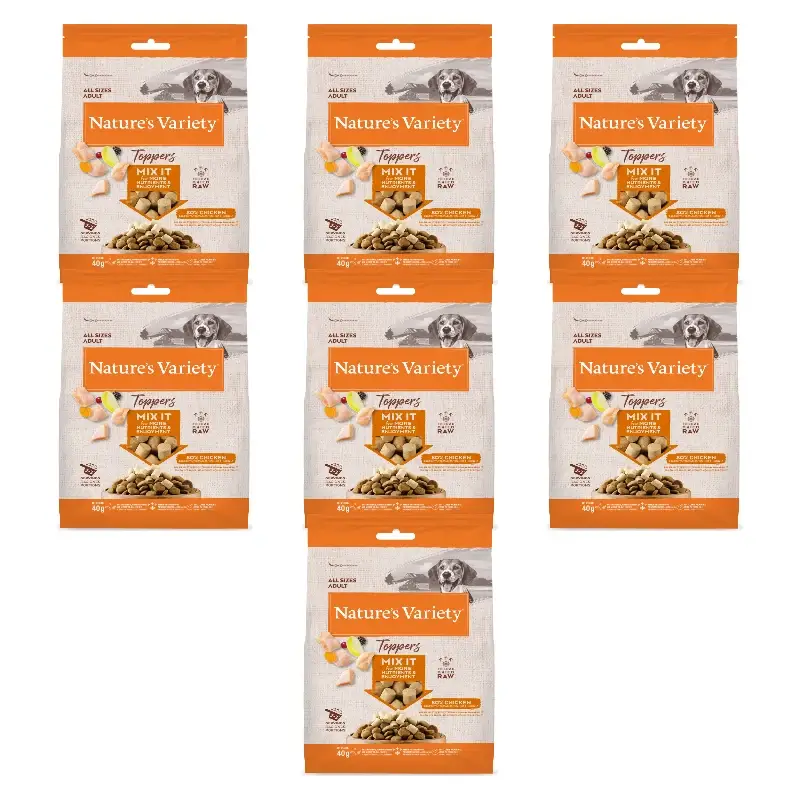 Nature'S Variety Toppers Liofilizados Para Perros, Con Pollo, Natural, 7 x 40 gr
