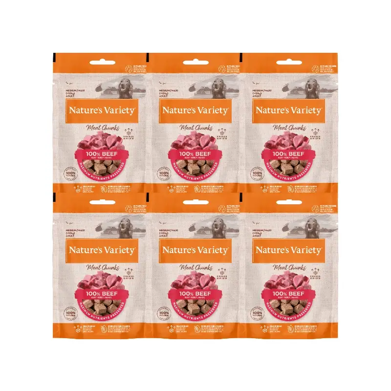 Nature'S Variety Toppers Liofilizados Para Perros, Con Buey, Natural, 6 x 50 gr