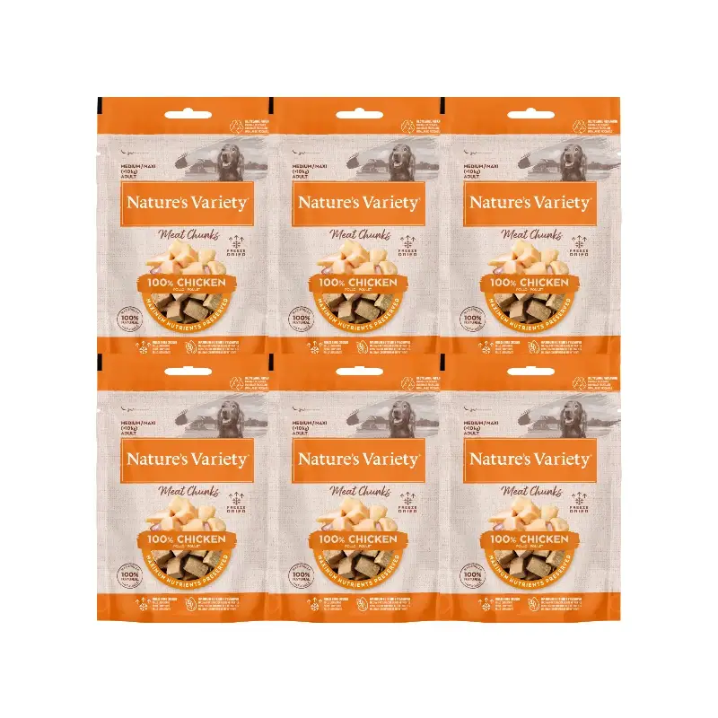 Nature'S Variety Toppers Liofilizados Para Perros, Con Pollo, Natural, 6 x 50 gr