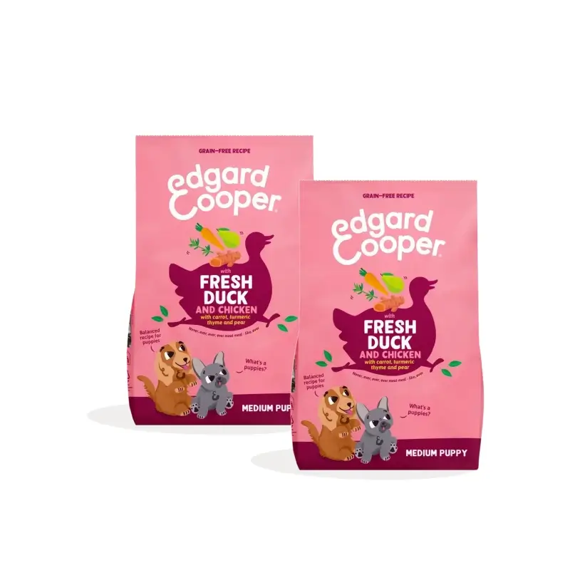 Edgard & Cooper Pienso Cachorro Mediano Pato y Pollo, Pack 2 x 2,5 kg