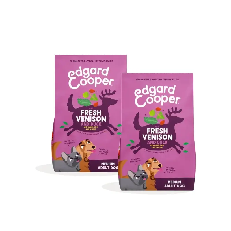 Edgard & Cooper Pienso Perro Adulto Mediano Venado y Pato, Pack 2 x 2,5 kg