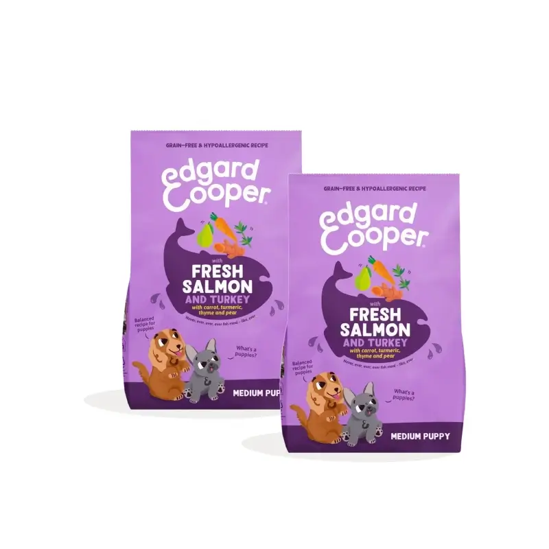 Edgard & Cooper Pienso Cachorro Mediano Salmón y Pavo, Pack 2 x 2,5 kg