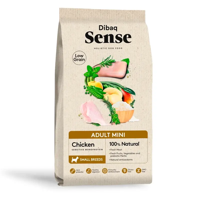 Dibaq Sense Pienso Perros Low Grain Pollo Adulto Mini, 2 kg