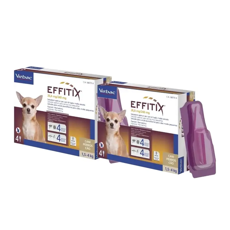 Effitix Xs Antiparasitarios Perros Muy Pequeños 1,5-4 Kg , pack 2