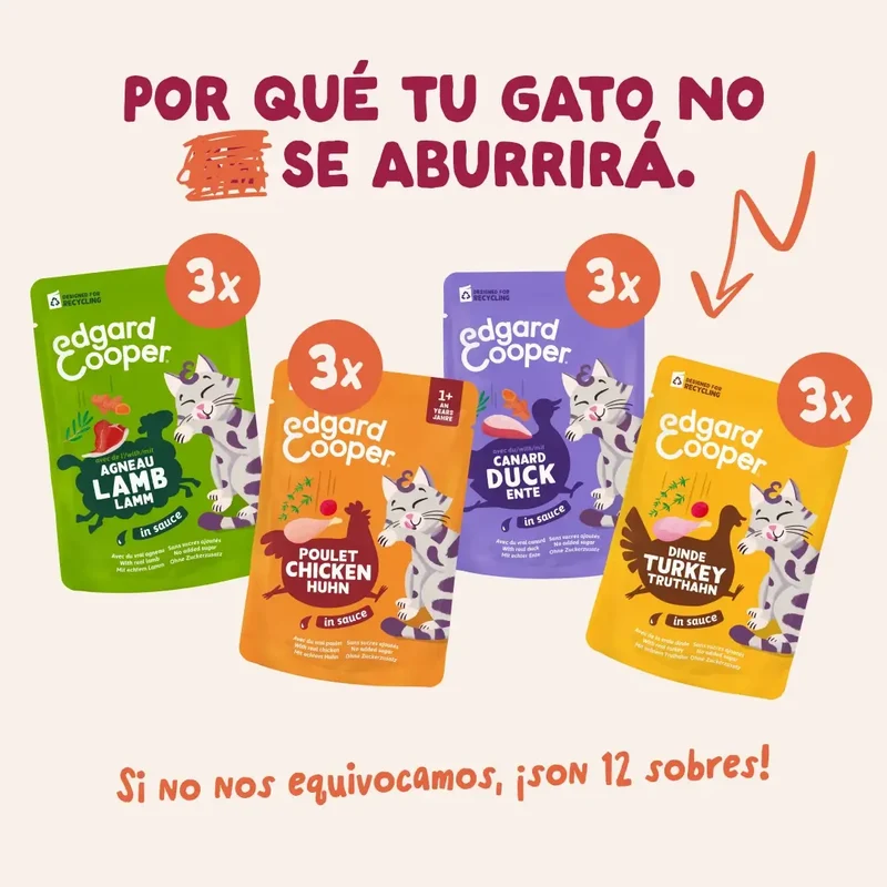 Edgard & Cooper Festines De La Granja En Salsa Adulto Mutipack, 12x85 gr